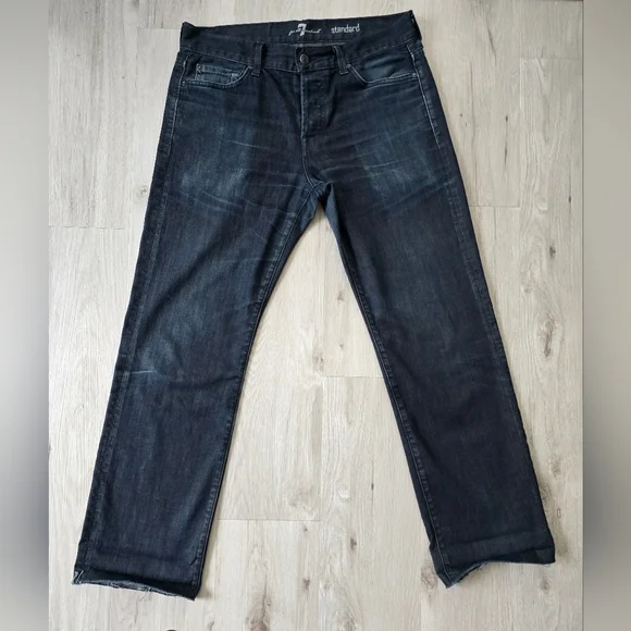 7 for Mankind | Standard dark indigo wash button-fly straight leg jeans MENS 32 - Picture 3 of 12